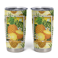 Aloha Hawaii Hala Kahiki Palaka Motifs Tumbler Cup Hawaiian Pineapple Stylized Stamp LT14 Yellow - Polynesian Pride