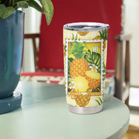 Aloha Hawaii Hala Kahiki Palaka Motifs Tumbler Cup Hawaiian Pineapple Stylized Stamp LT14 - Polynesian Pride