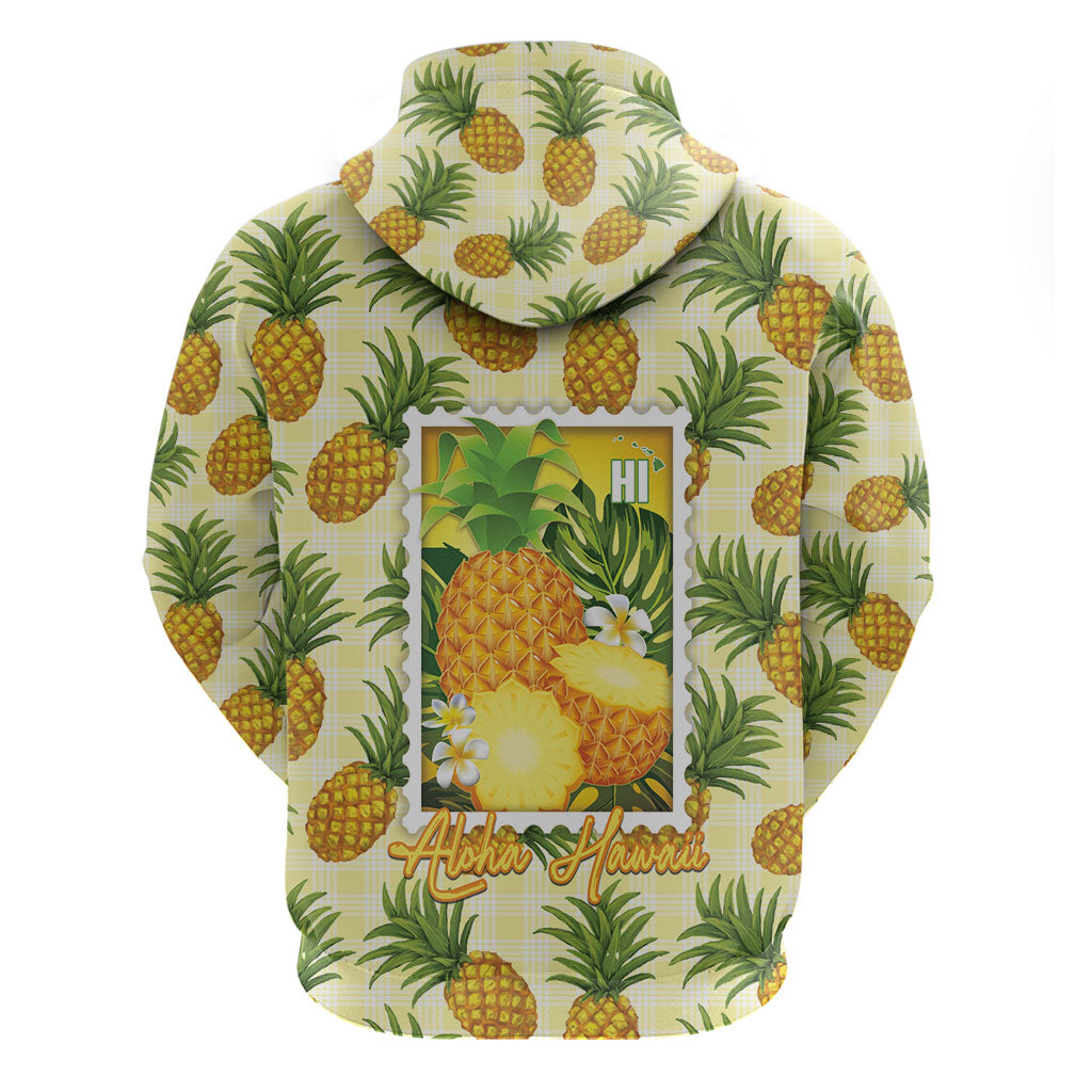 Aloha Hawaii Hala Kahiki Palaka Motifs Zip Hoodie Hawaiian Pineapple Stylized Stamp LT14 - Polynesian Pride