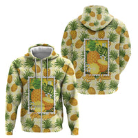 Aloha Hawaii Hala Kahiki Palaka Motifs Zip Hoodie Hawaiian Pineapple Stylized Stamp LT14 - Polynesian Pride