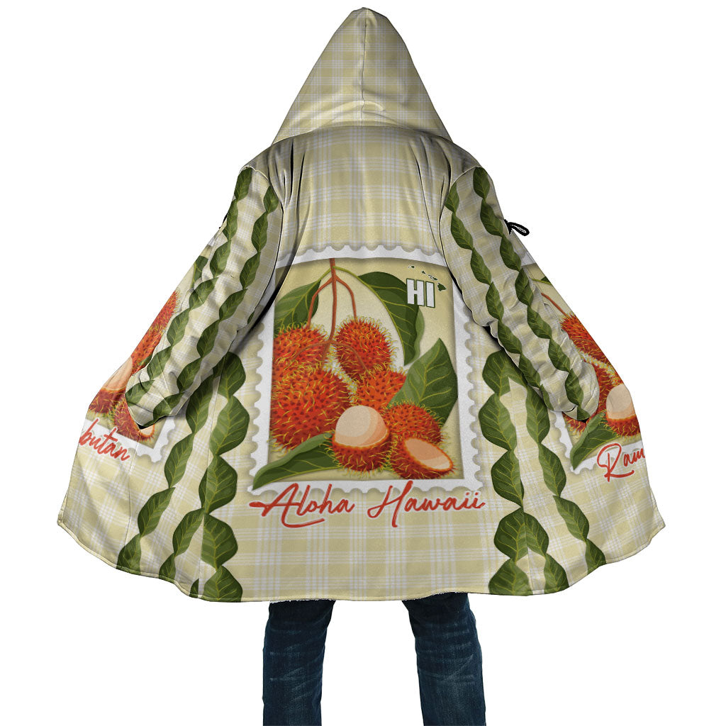 Aloha Hawaii Rambutan Palaka Motifs Cloak Hawaiian Fruit Stylized Stamp LT14 Unisex Yellow - Polynesian Pride