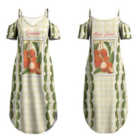 Aloha Hawaii Rambutan Palaka Motifs Couples Matching Summer Maxi Dress and Hawaiian Shirt Hawaiian Fruit Stylized Stamp LT14 - Polynesian Pride
