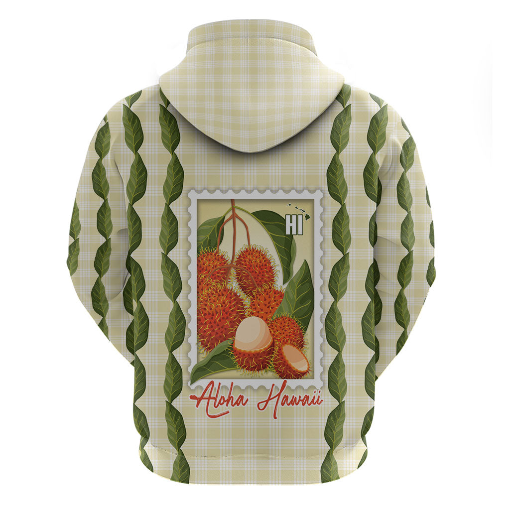 Aloha Hawaii Rambutan Palaka Motifs Hoodie Hawaiian Fruit Stylized Stamp LT14 - Polynesian Pride