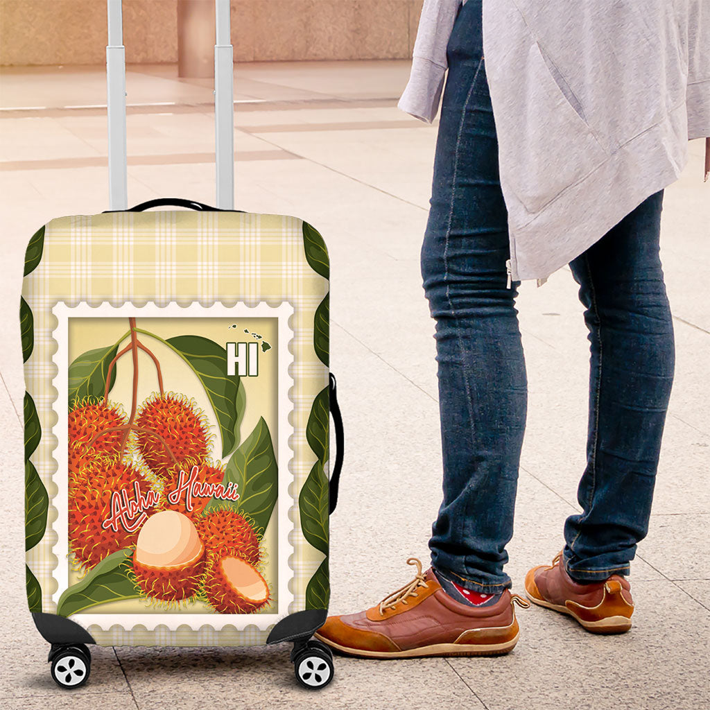 Aloha Hawaii Rambutan Palaka Motifs Luggage Cover Hawaiian Fruit Stylized Stamp