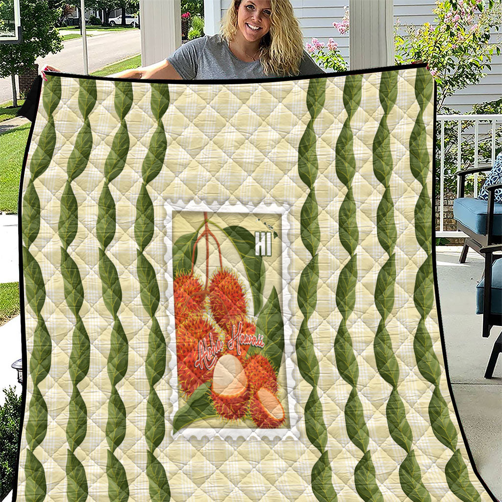 Aloha Hawaii Rambutan Palaka Motifs Quilt Hawaiian Fruit Stylized Stamp