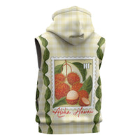Aloha Hawaii Rambutan Palaka Motifs Sleeveless Zip Hoodie Hawaiian Fruit Stylized Stamp LT14 - Polynesian Pride