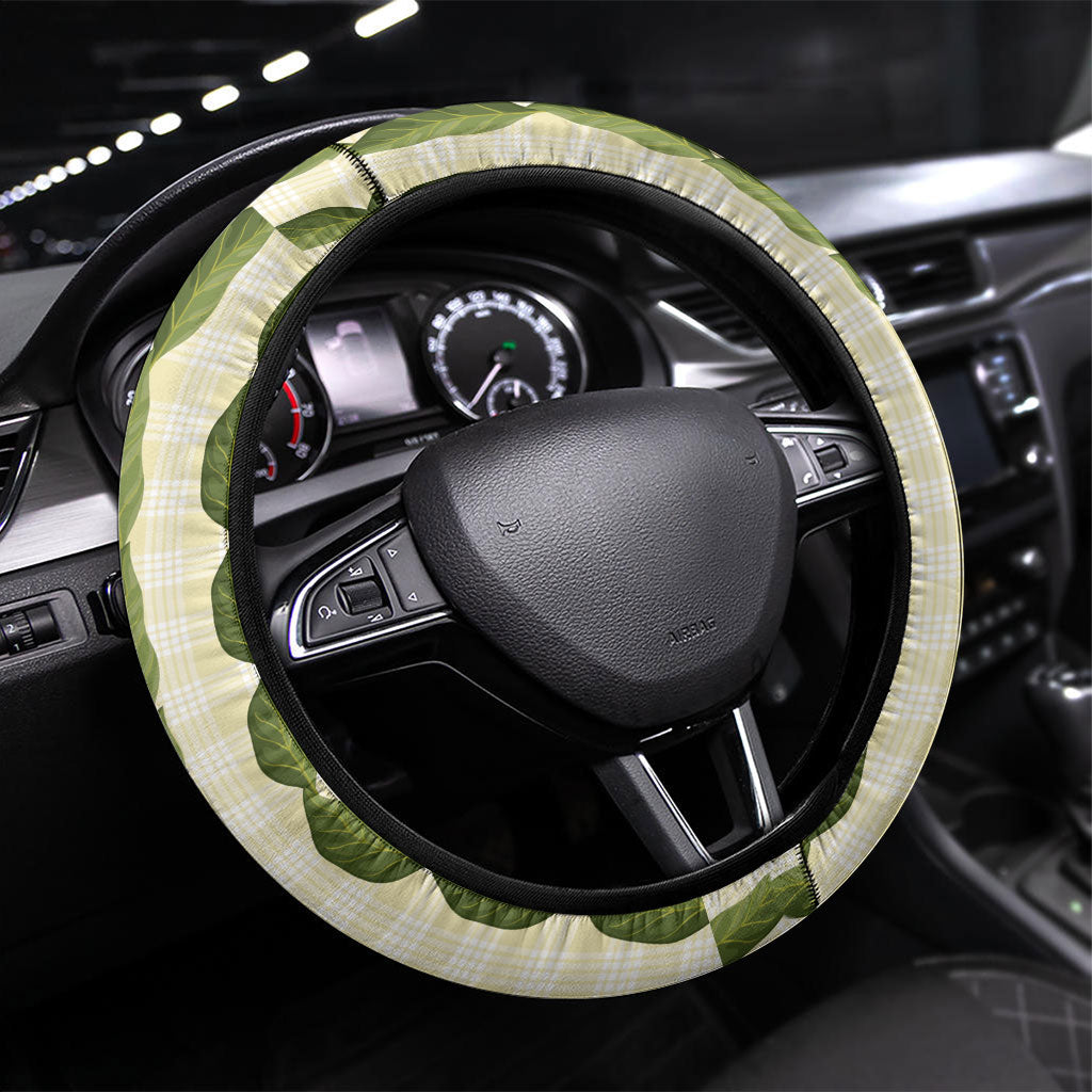 Aloha Hawaii Rambutan Palaka Motifs Steering Wheel Cover Hawaiian Fruit Stylized Stamp
