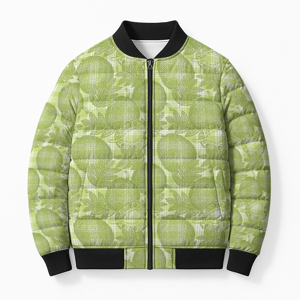 Omaomao Hawaii Breadfruit Palaka Motifs Bomber Puffer Jacket LT14 Unisex Green - Polynesian Pride