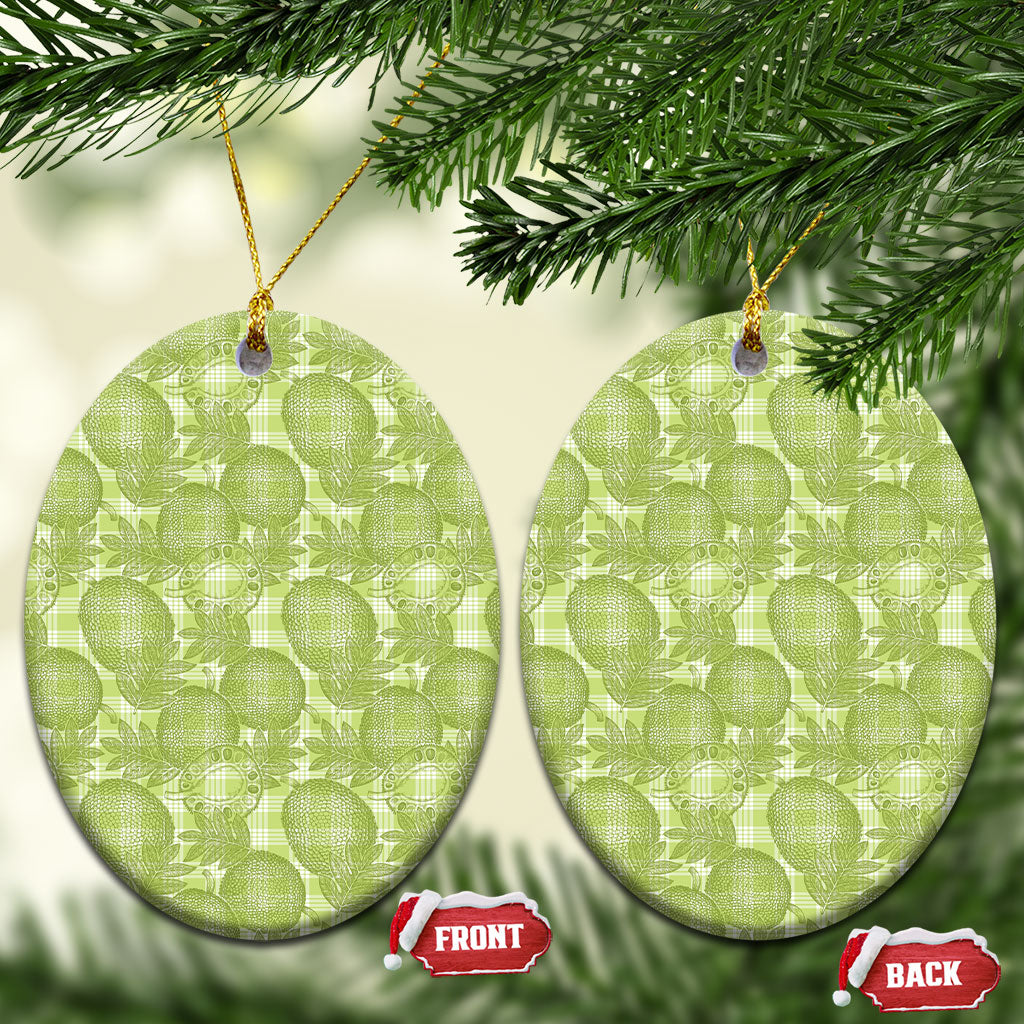 Omaomao Hawaii Breadfruit Palaka Motifs Ceramic Ornament