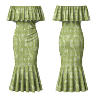 Omaomao Hawaii Breadfruit Palaka Motifs Couples Matching Mermaid Dress and Long Sleeve Button Shirt LT14 - Polynesian Pride