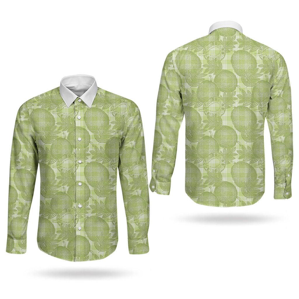 Omaomao Hawaii Breadfruit Palaka Motifs Couples Matching Short Sleeve Bodycon Dress and Long Sleeve Button Shirt LT14 - Polynesian Pride