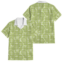 Omaomao Hawaii Breadfruit Palaka Motifs Family Matching Off Shoulder Short Dress and Hawaiian Shirt LT14 Dad's Shirt - Short Sleeve Green - Polynesian Pride