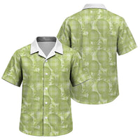 Omaomao Hawaii Breadfruit Palaka Motifs Family Matching Off Shoulder Short Dress and Hawaiian Shirt LT14 Son's Shirt Green - Polynesian Pride