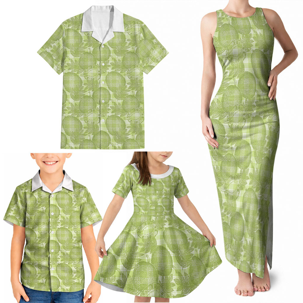 Omaomao Hawaii Breadfruit Palaka Motifs Family Matching Tank Maxi Dress and Hawaiian Shirt LT14 - Polynesian Pride