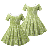 Omaomao Hawaii Breadfruit Palaka Motifs Family Matching Tank Maxi Dress and Hawaiian Shirt LT14 Daughter's Dress Green - Polynesian Pride
