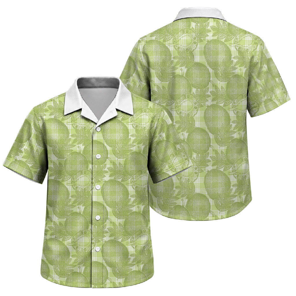 Omaomao Hawaii Breadfruit Palaka Motifs Family Matching Tank Maxi Dress and Hawaiian Shirt LT14 Son's Shirt Green - Polynesian Pride