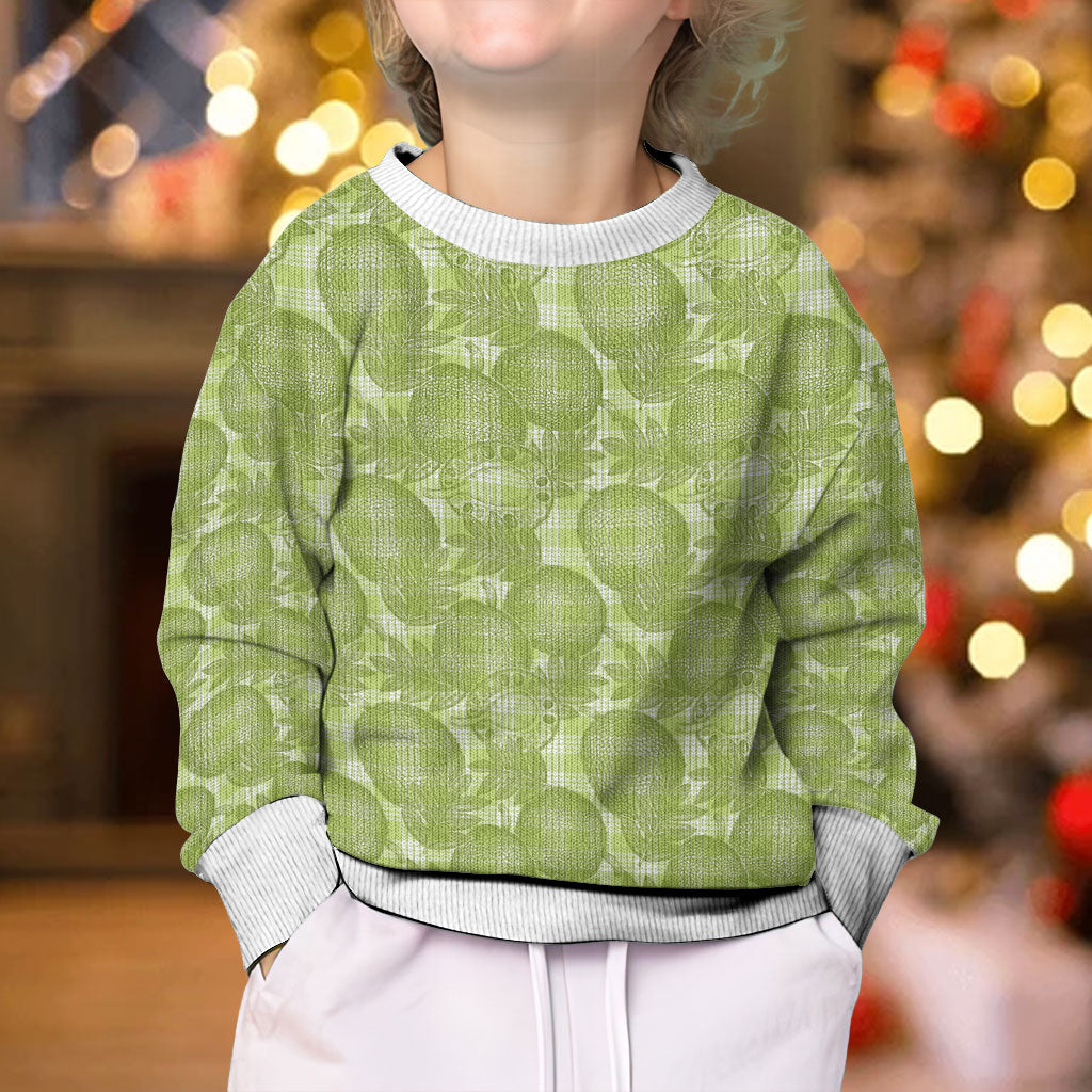 Omaomao Hawaii Breadfruit Palaka Motifs Kid Ugly Christmas Sweater