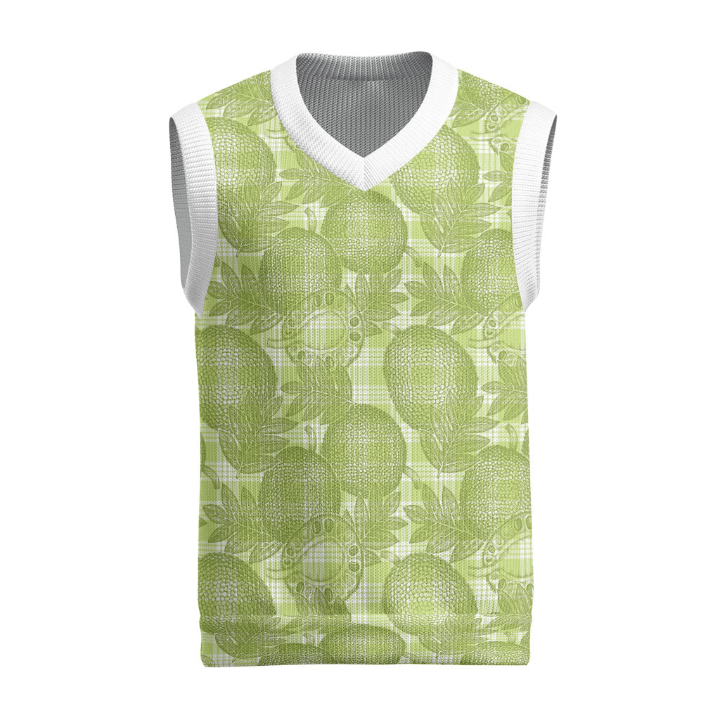 Omaomao Hawaii Breadfruit Palaka Motifs Christmas Knitted V-Neck Vest