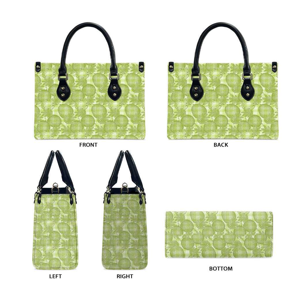 Omaomao Hawaii Breadfruit Palaka Motifs Leather Bag