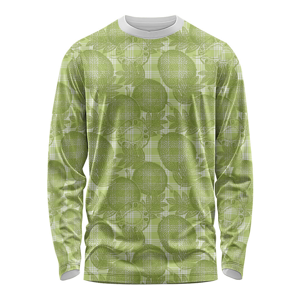 Omaomao Hawaii Breadfruit Palaka Motifs Long Sleeve Shirt LT14 Unisex Green - Polynesian Pride