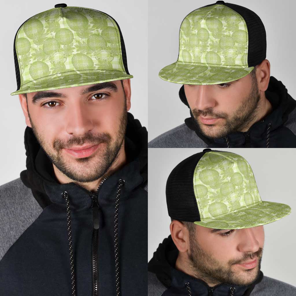 Omaomao Hawaii Breadfruit Palaka Motifs Mesh Trucker Cap