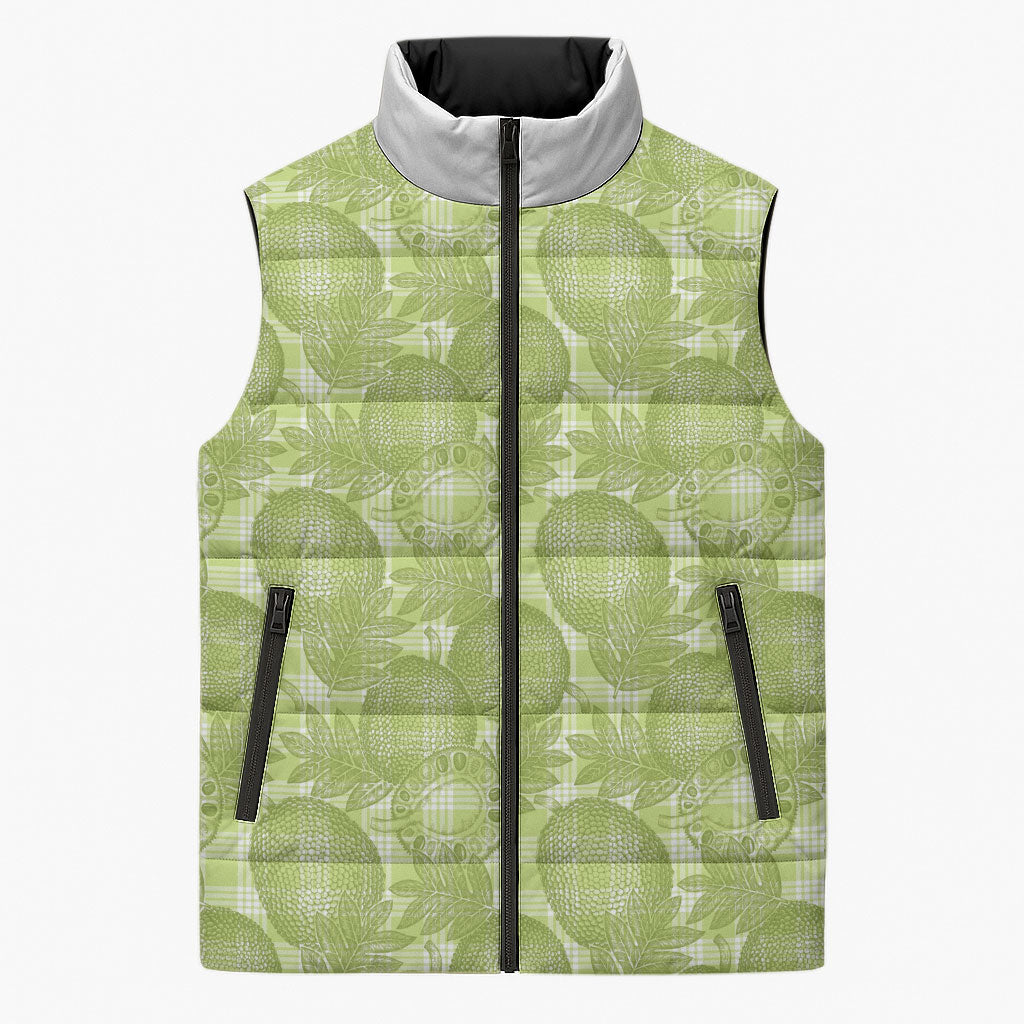 Omaomao Hawaii Breadfruit Palaka Motifs Sleeveless Puffer Jacket LT14 Unisex Green - Polynesian Pride