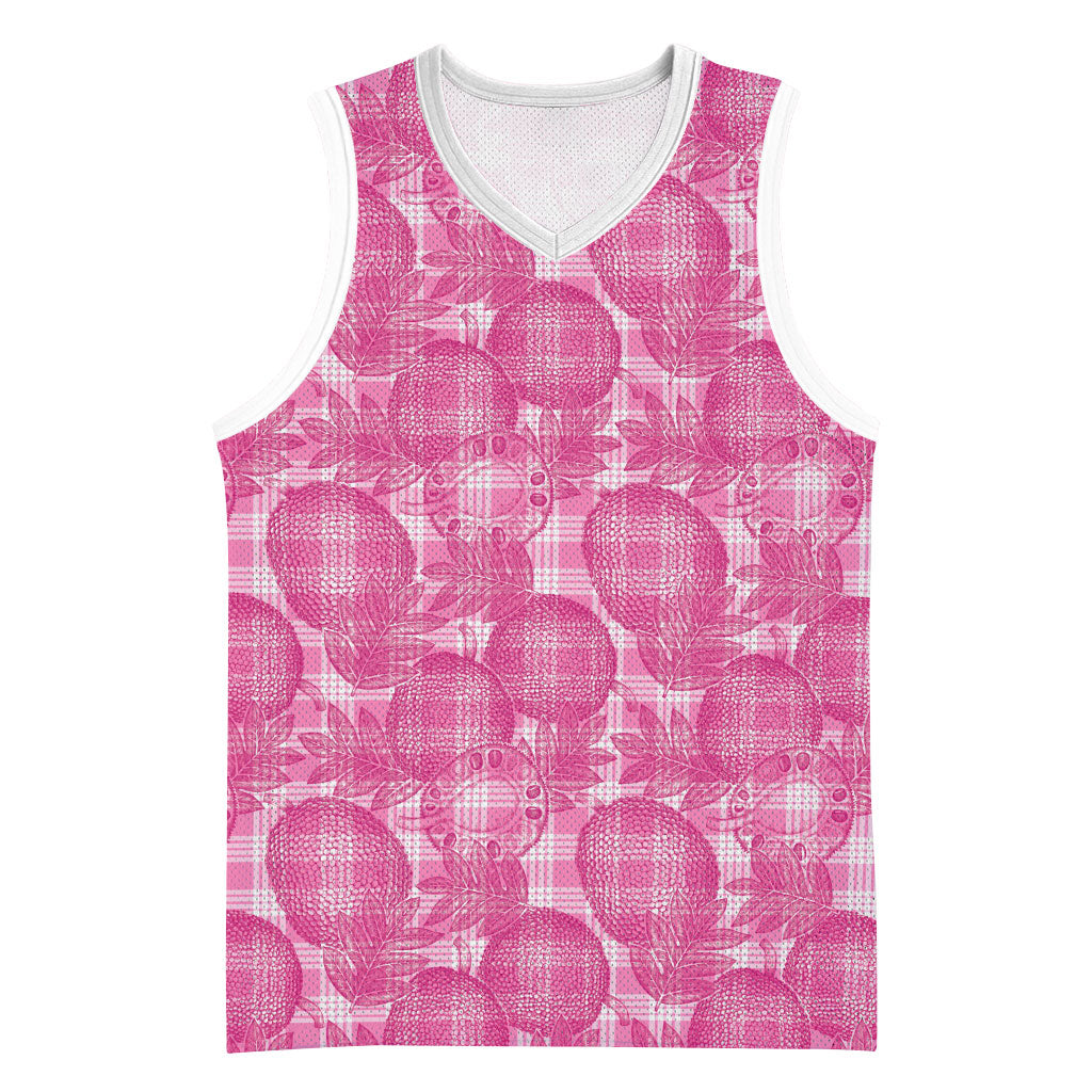 Alaka Hawaii Breadfruit Palaka Motifs Basketball Jersey LT14 Unisex Pink - Polynesian Pride