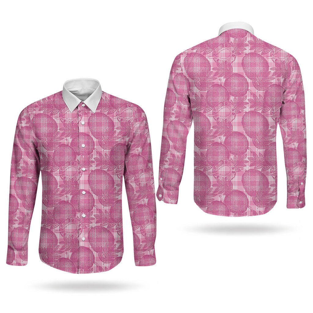 Alaka Hawaii Breadfruit Palaka Motifs Couples Matching Long Sleeve Bodycon Dress and Long Sleeve Button Shirt LT14 - Polynesian Pride