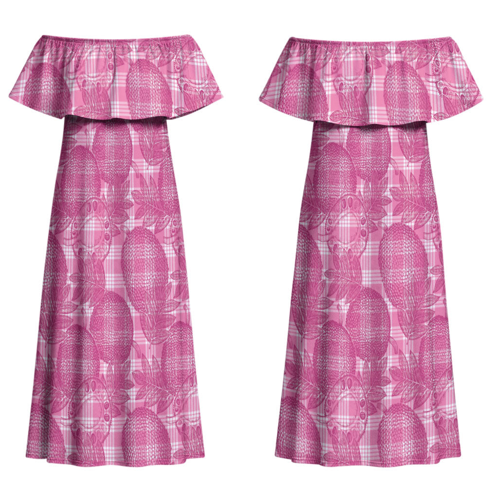 Alaka Hawaii Breadfruit Palaka Motifs Couples Matching Off Shoulder Maxi Dress and Hawaiian Shirt LT14 - Polynesian Pride