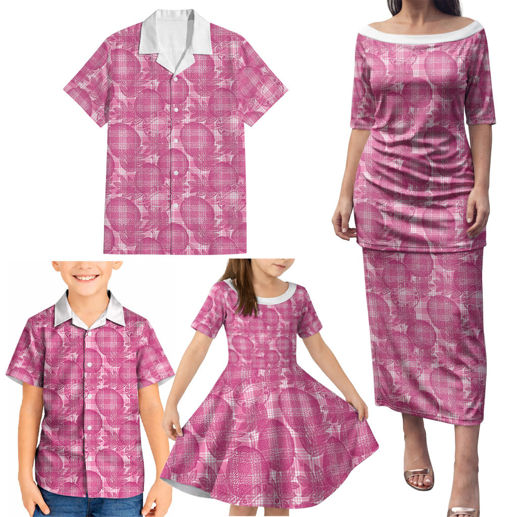 Alaka Hawaii Breadfruit Palaka Motifs Family Matching Puletasi and Hawaiian Shirt LT14 - Polynesian Pride