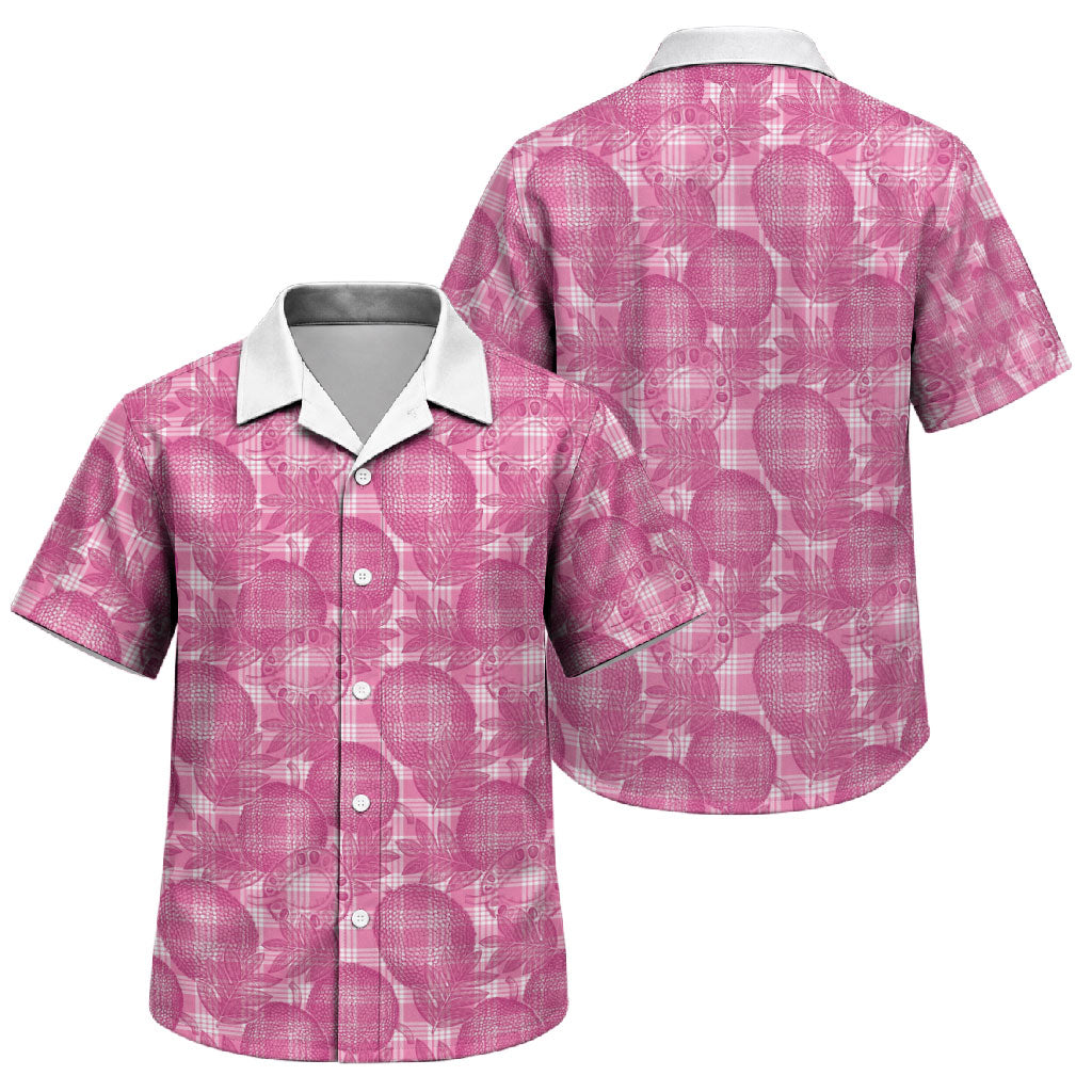 Alaka Hawaii Breadfruit Palaka Motifs Family Matching Short Sleeve Bodycon Dress and Hawaiian Shirt LT14 Son's Shirt Pink - Polynesian Pride
