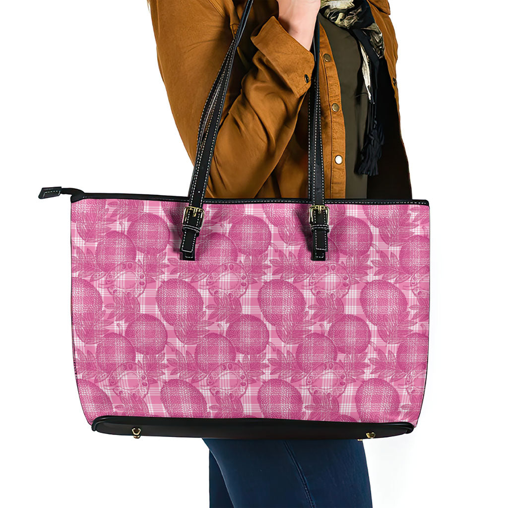 Alaka Hawaii Breadfruit Palaka Motifs Leather Tote Bag