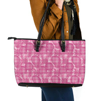 Alaka Hawaii Breadfruit Palaka Motifs Leather Tote Bag