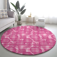 Alaka Hawaii Breadfruit Palaka Motifs Round Carpet