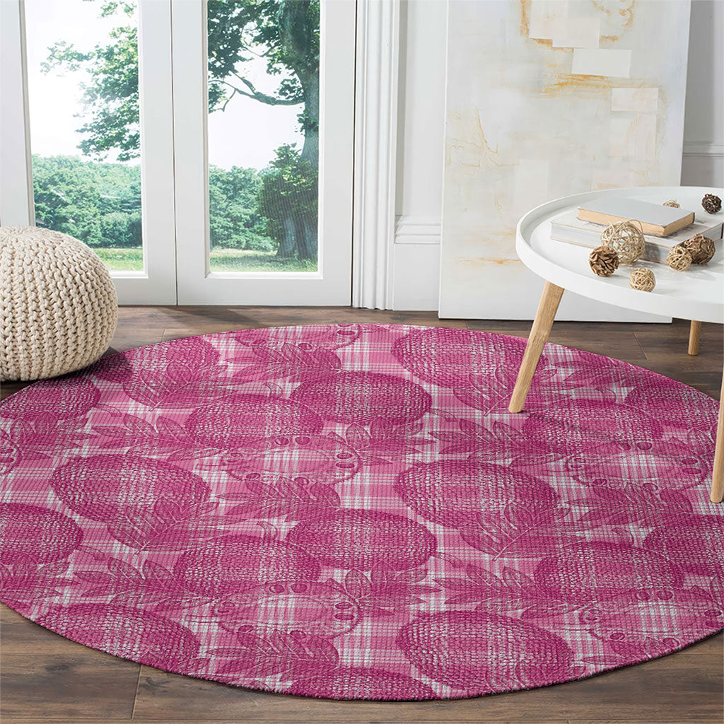 Alaka Hawaii Breadfruit Palaka Motifs Round Carpet