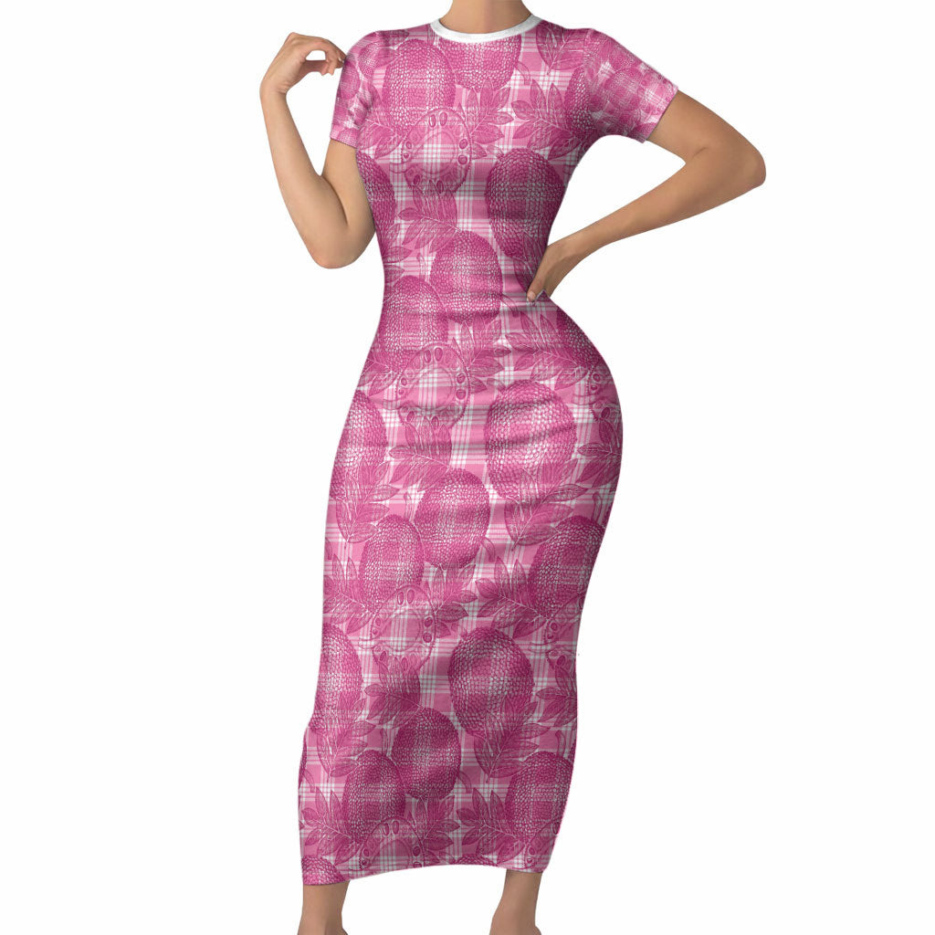 Alaka Hawaii Breadfruit Palaka Motifs Short Sleeve Bodycon Dress