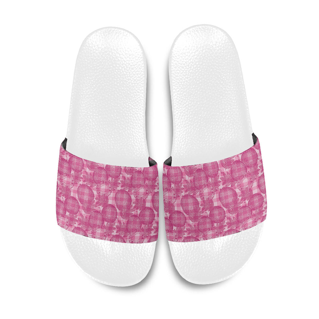 Alaka Hawaii Breadfruit Palaka Motifs Slide Sandals