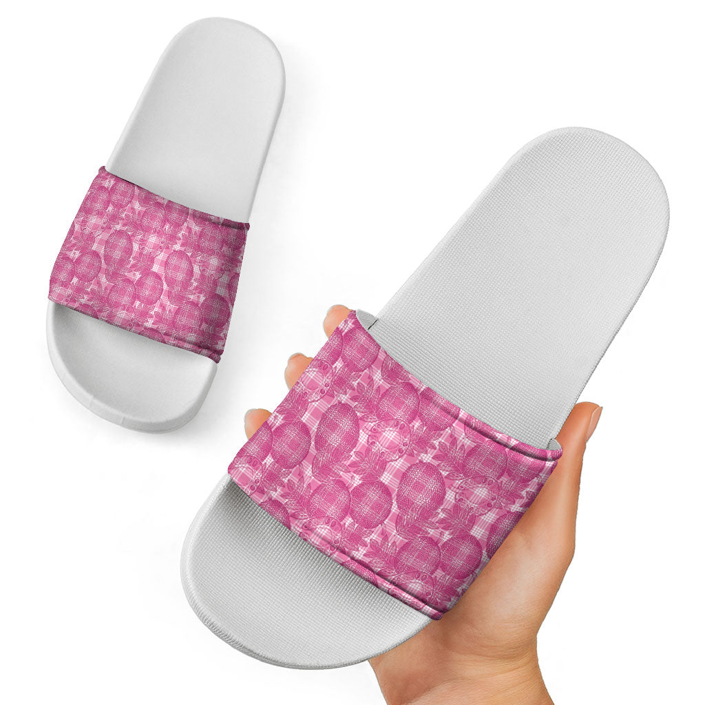 Alaka Hawaii Breadfruit Palaka Motifs Slide Sandals