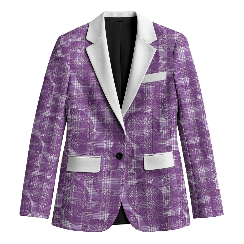 Poni Hawaii Breadfruit Palaka Motifs Blazer LT14 Unisex Purple - Polynesian Pride