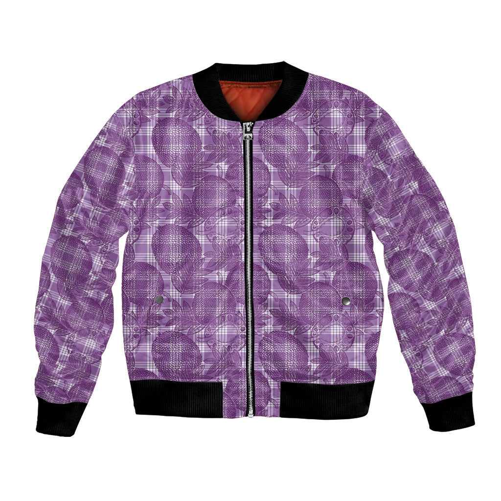 Poni Hawaii Breadfruit Palaka Motifs Bomber Jacket LT14 Unisex Purple - Polynesian Pride