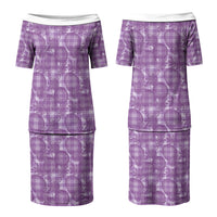 Poni Hawaii Breadfruit Palaka Motifs Family Matching Puletasi and Hawaiian Shirt LT14 Mom's Dress Purple - Polynesian Pride