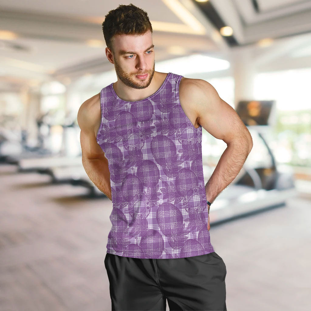 Poni Hawaii Breadfruit Palaka Motifs Men Tank Top LT14 Purple - Polynesian Pride