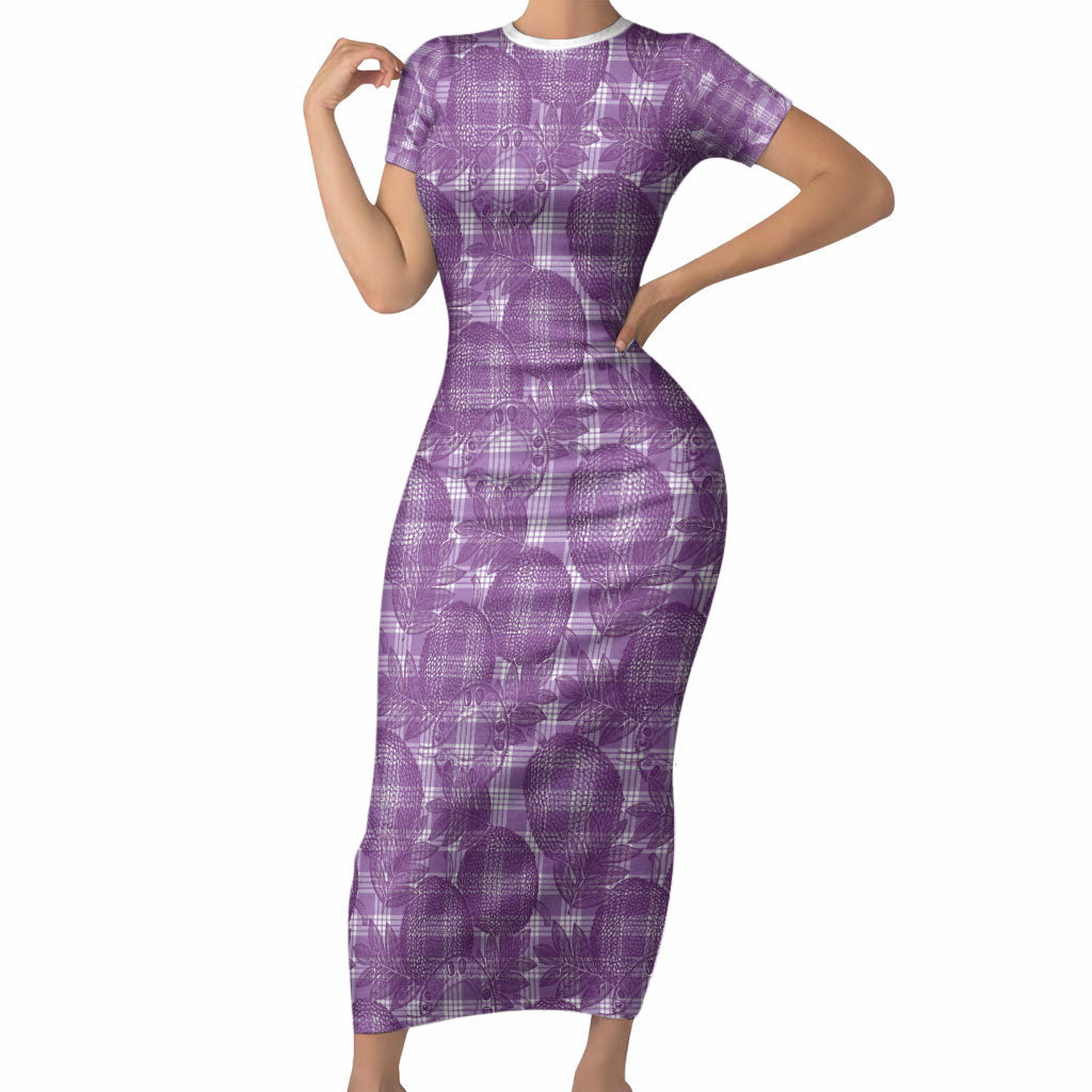Poni Hawaii Breadfruit Palaka Motifs Short Sleeve Bodycon Dress