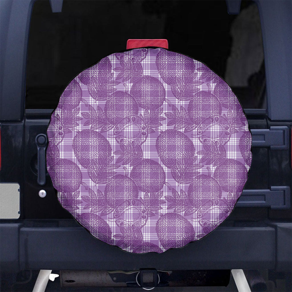 Poni Hawaii Breadfruit Palaka Motifs Spare Tire Cover LT14 No hole Purple - Polynesian Pride