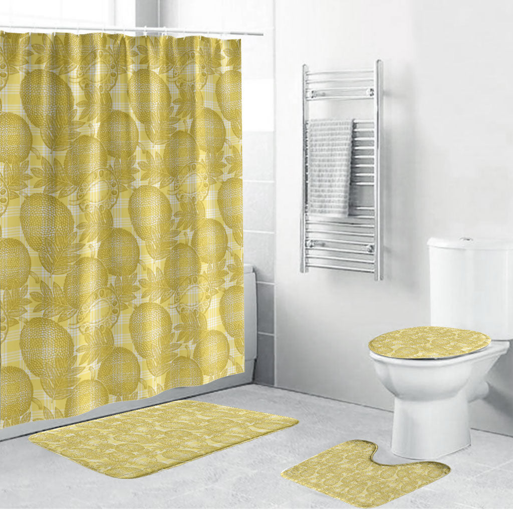 Melemele Hawaii Breadfruit Palaka Motifs Bathroom Set LT14 Bathroom Set (4 pcs) Yellow - Polynesian Pride
