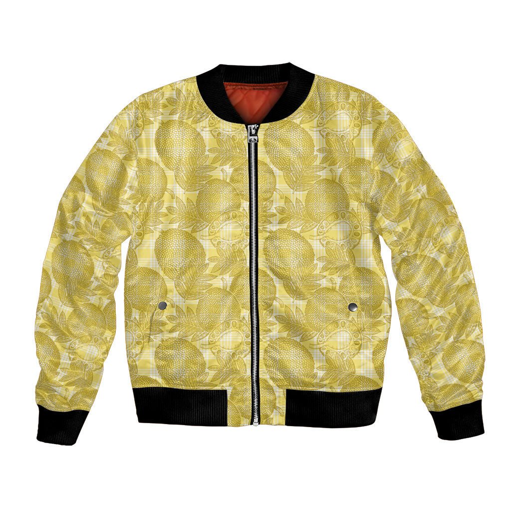 Melemele Hawaii Breadfruit Palaka Motifs Bomber Jacket LT14 Unisex Yellow - Polynesian Pride