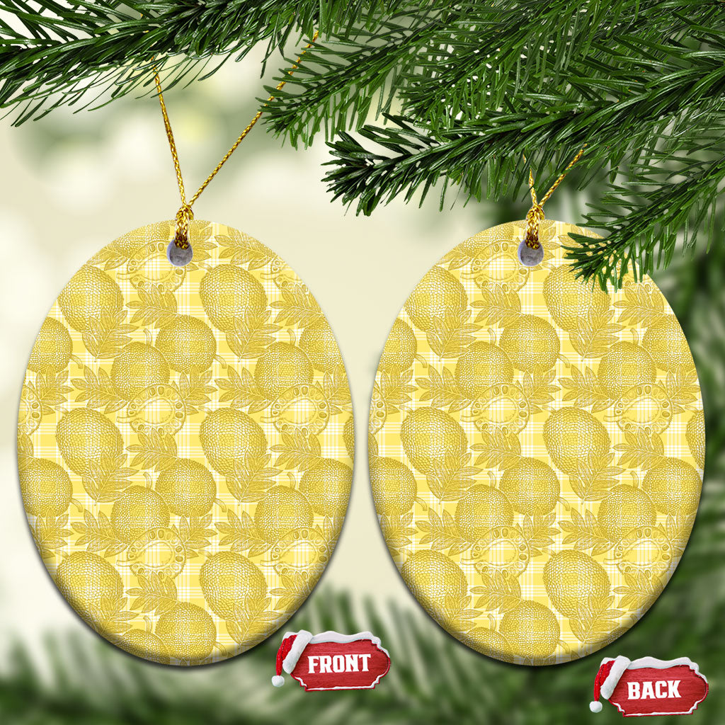 Melemele Hawaii Breadfruit Palaka Motifs Ceramic Ornament