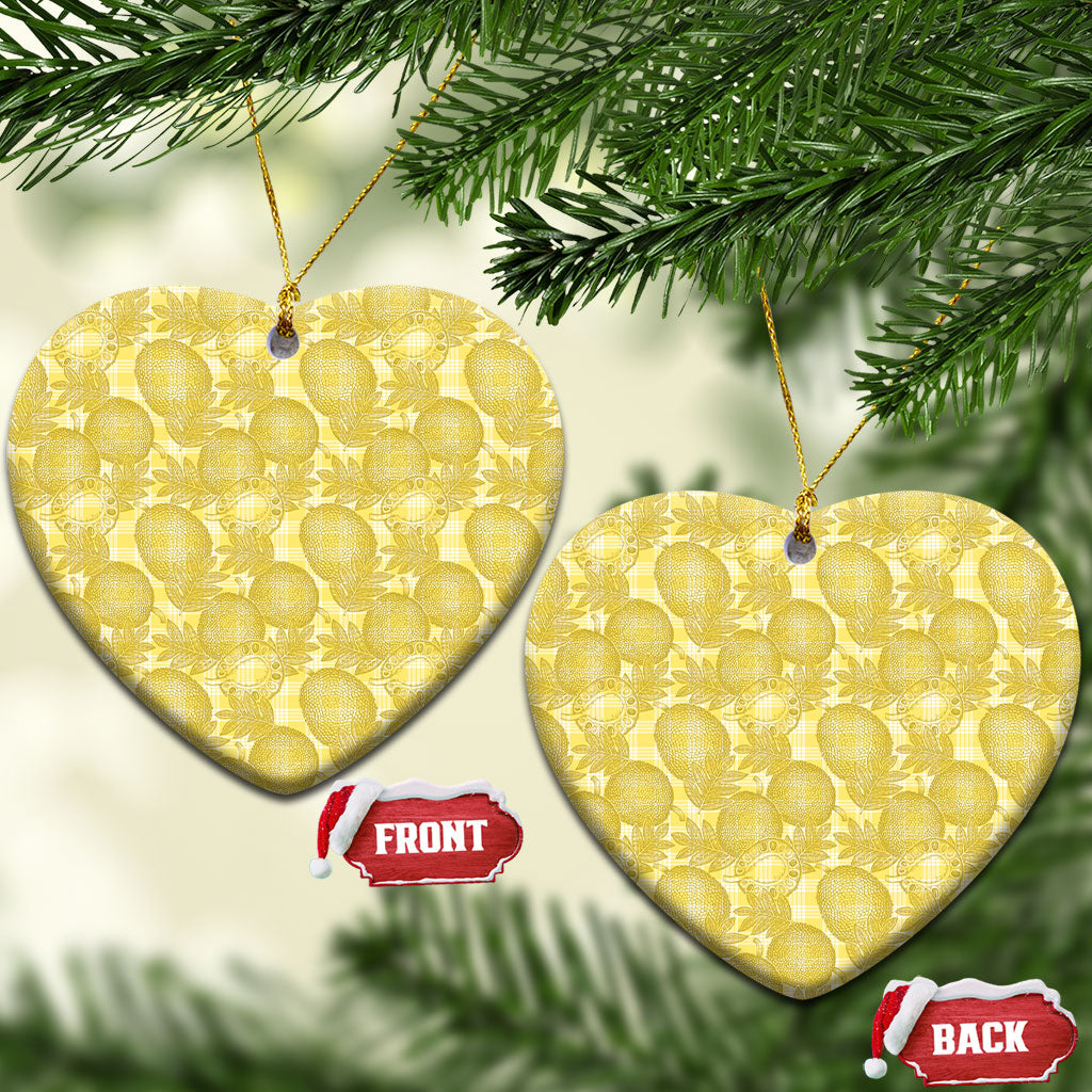 Melemele Hawaii Breadfruit Palaka Motifs Ceramic Ornament