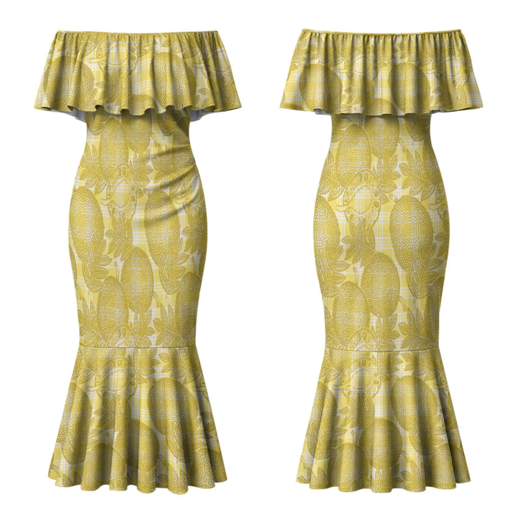 Melemele Hawaii Breadfruit Palaka Motifs Couples Matching Mermaid Dress and Hawaiian Shirt LT14 - Polynesian Pride