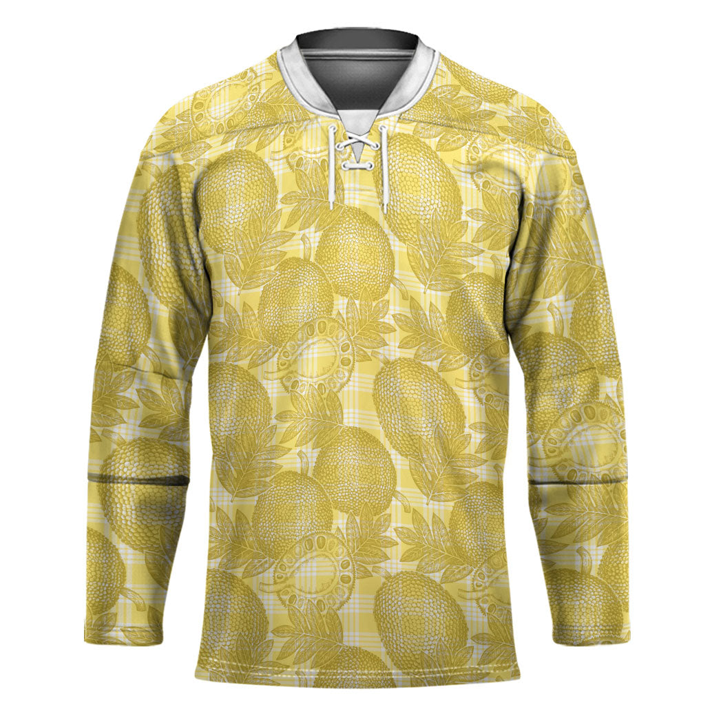 Melemele Hawaii Breadfruit Palaka Motifs Hockey Jersey LT14 Unisex Yellow - Polynesian Pride